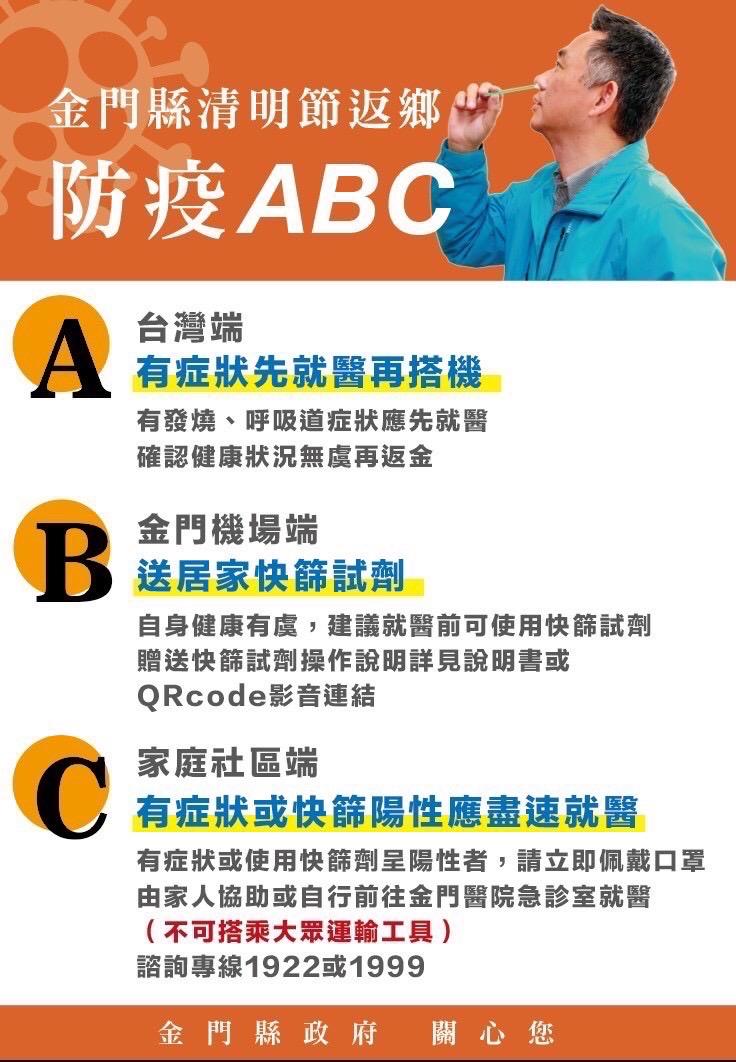 金門縣政府清明連假防疫總動員　　機場發放快篩試劑旅客索取踴躍
