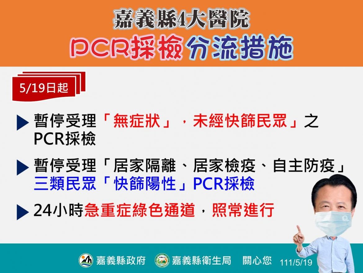嘉義縣4大醫院PCR分流篩檢  保全醫療量能