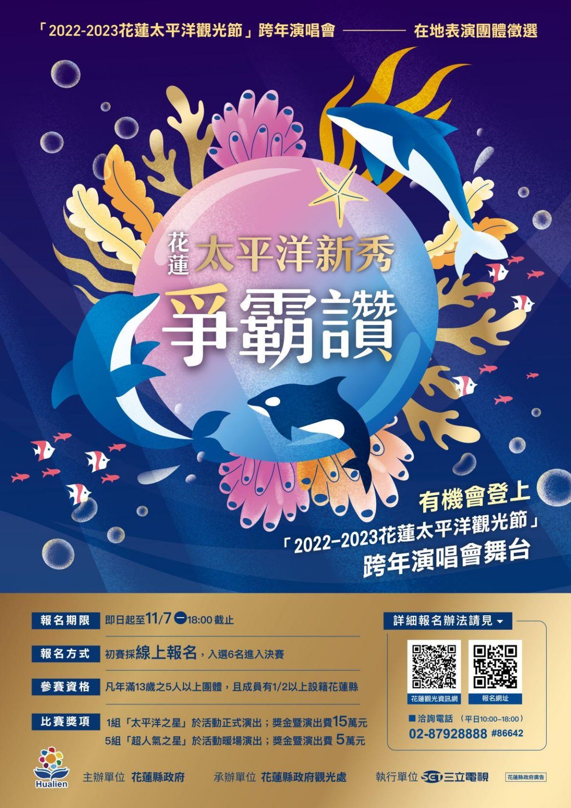 2022花蓮太平洋新秀爭霸讚徵選開跑　優勝隊伍獎金15萬並登台跨年演唱會