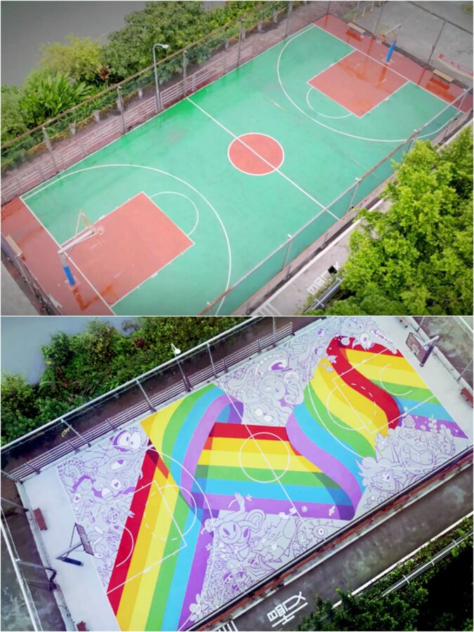 南港打卡新地標！「軒尼詩球場改造彩繪」怎麼拍都美