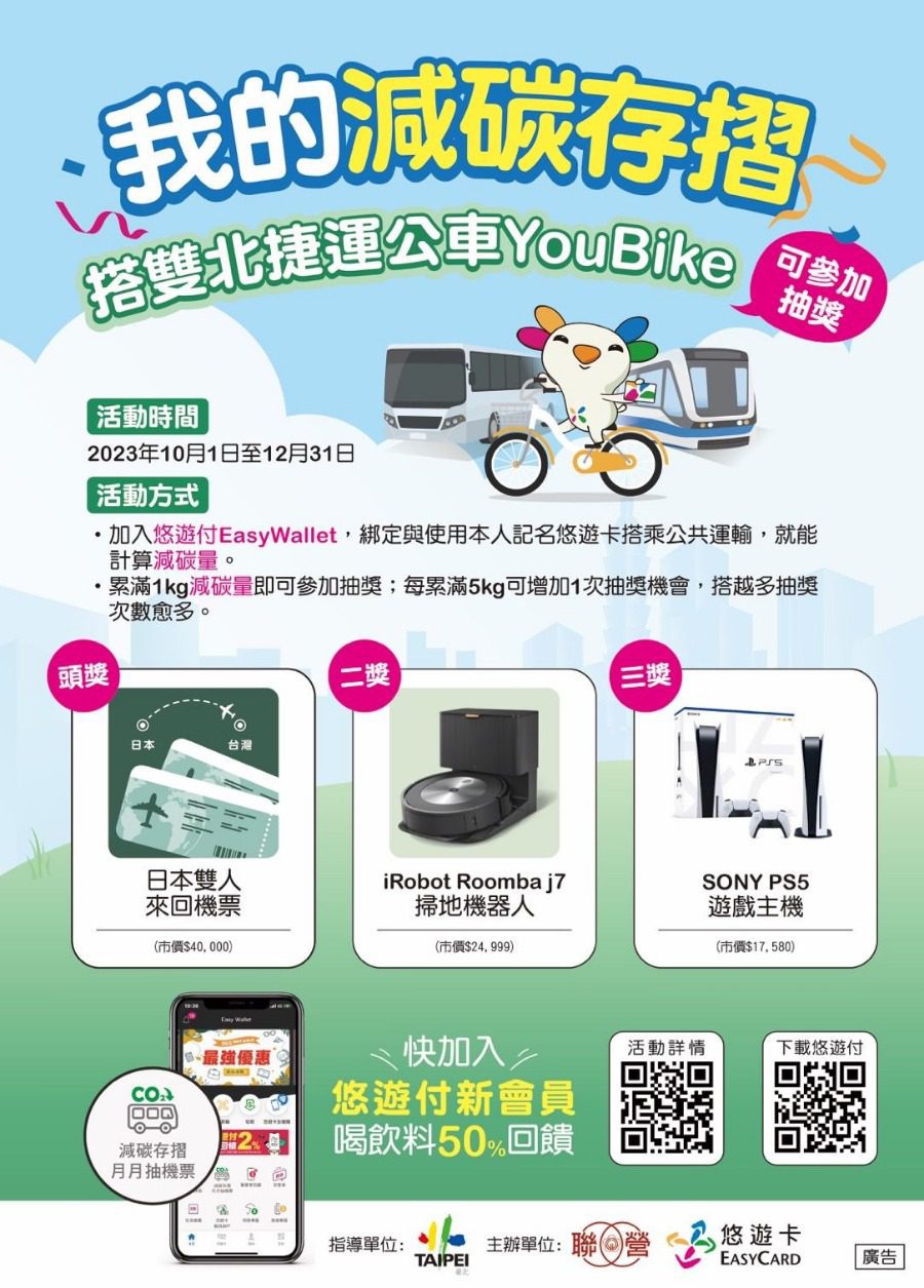 減碳行動大募集：悠遊卡用戶一個月平均減碳17.4公斤