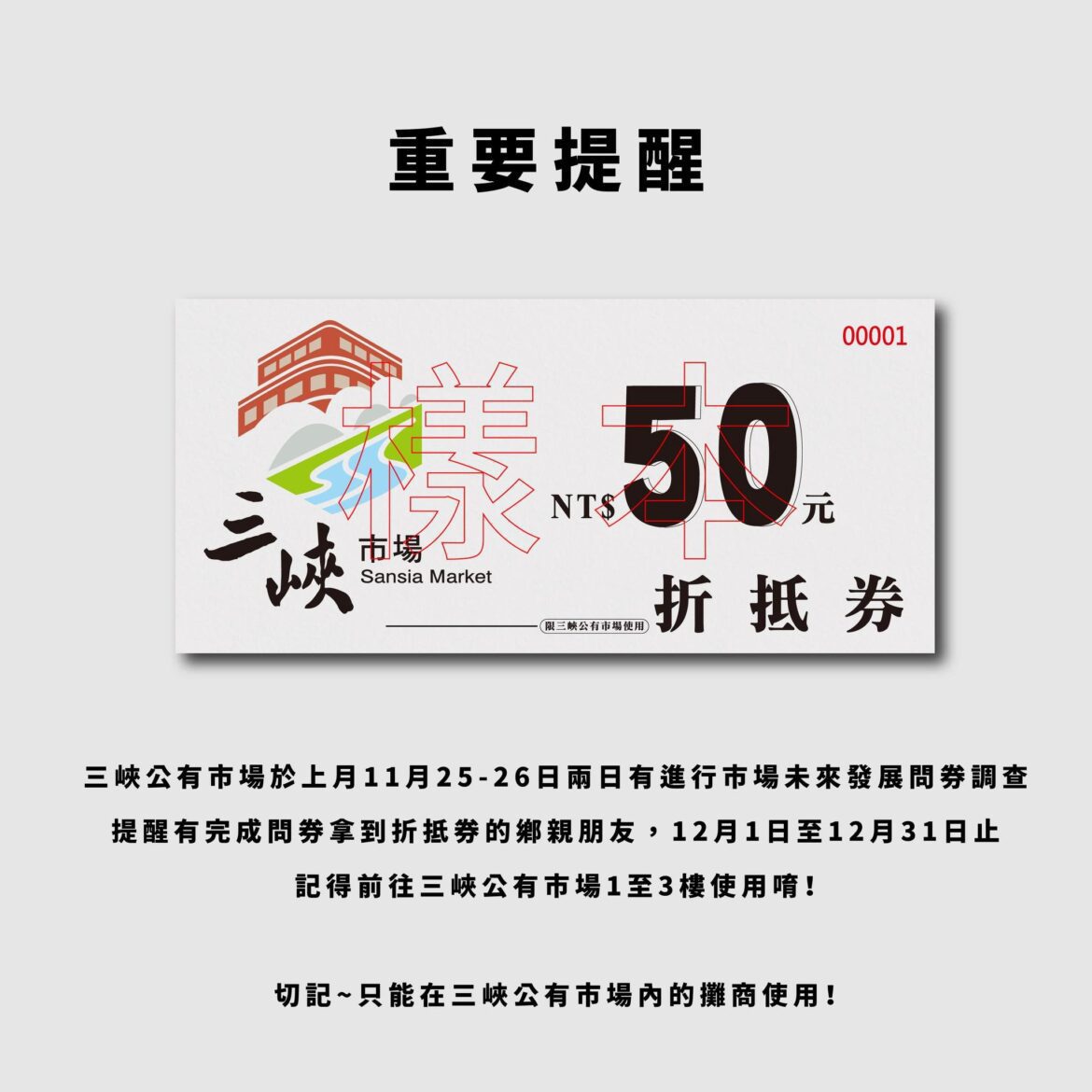 新北鼓勵填問卷送折價券      市場處：未涉個資     已溝通三峽攤商全面收券