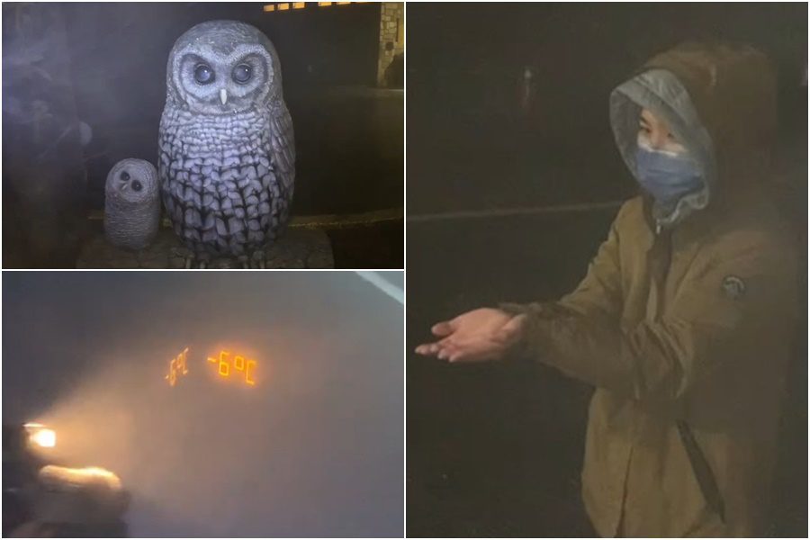 太平山下雪了！