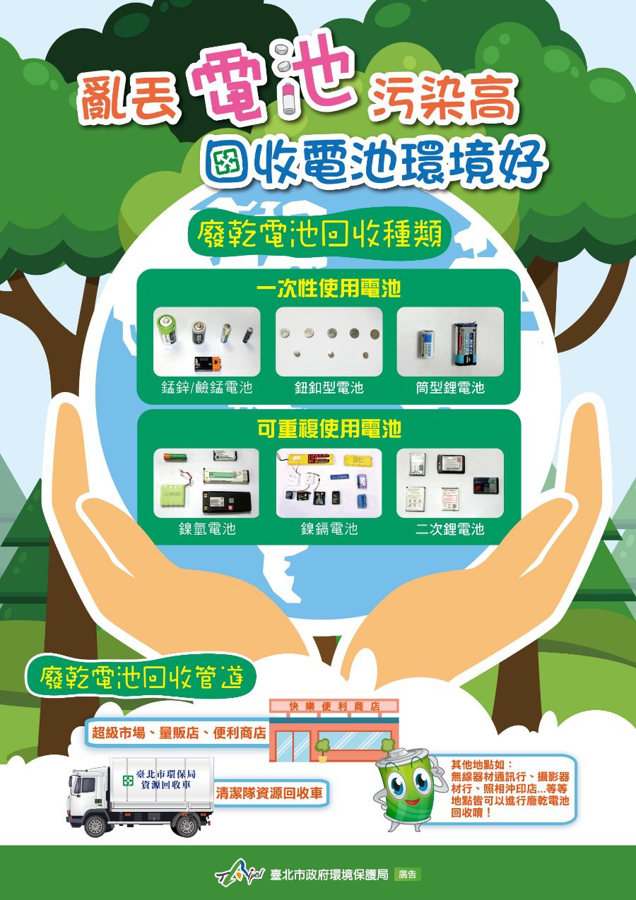 台北市呼籲回收廢棄電池　共同守護環境安全