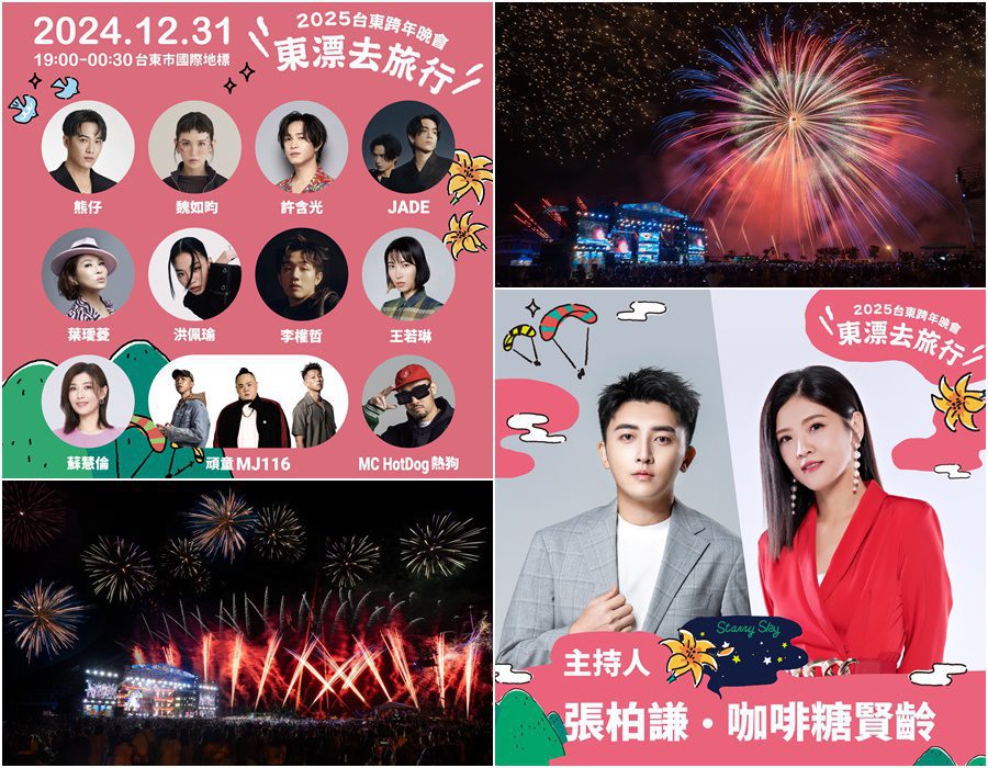 逾10組天王天后獻唱+240秒璀璨煙火精彩呈現　跨年到台東會很讚！