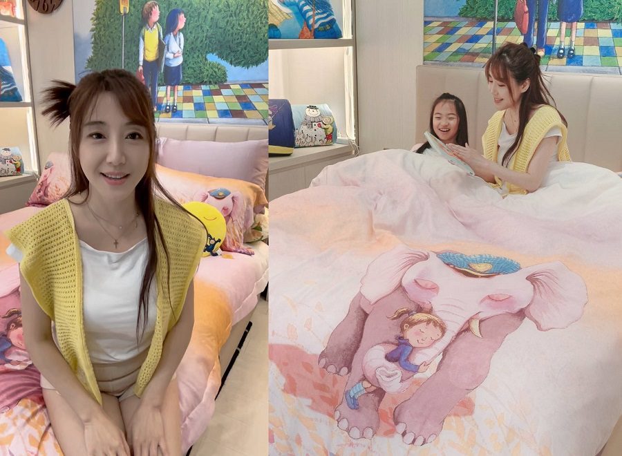 女星佩佩挑幾米擁抱大象天絲寢具 母親節開懷分享女兒說夢話唱夢歌超逗趣