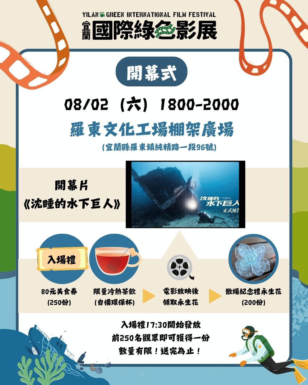 綠色影展8/2登場  金鐘導演李景白 「沈睡的水下巨人」擔綱開幕片