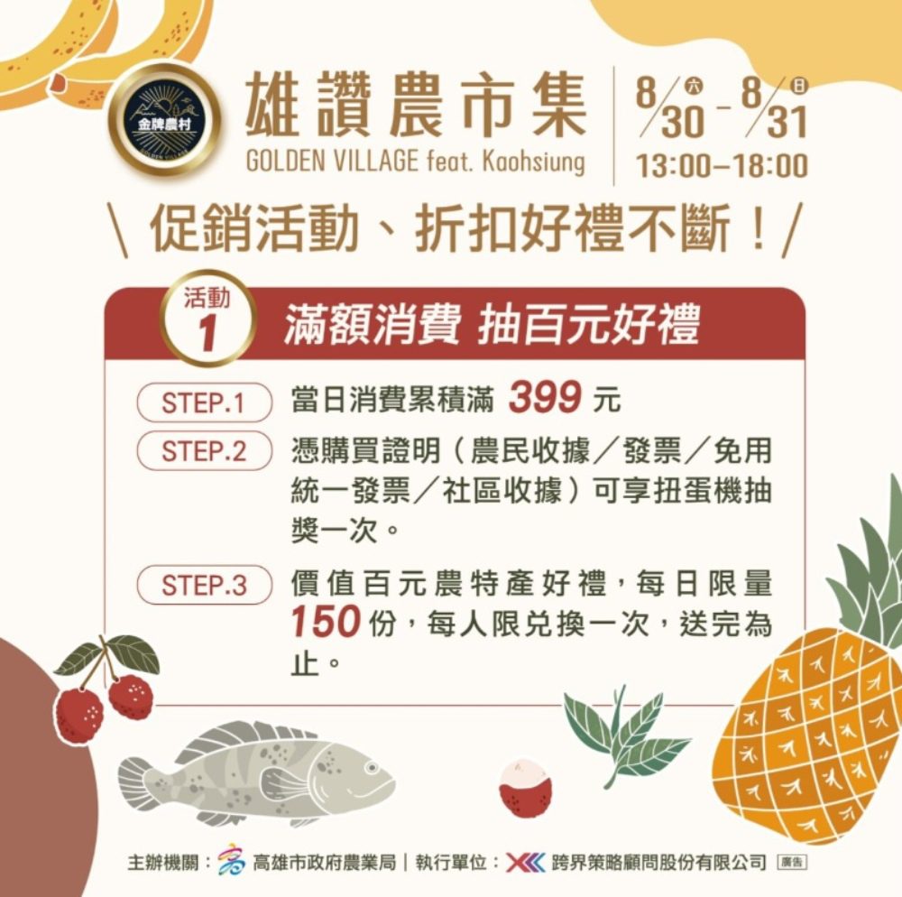 雄讚農市集 GOLDEN VILLAGE feat. Kaohsiung   八月底登場