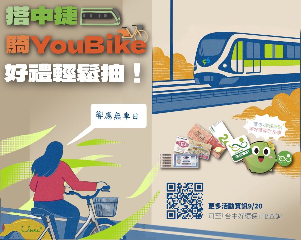 中市減碳愛地球　響應9/22國際無車日抽210豐富獎項