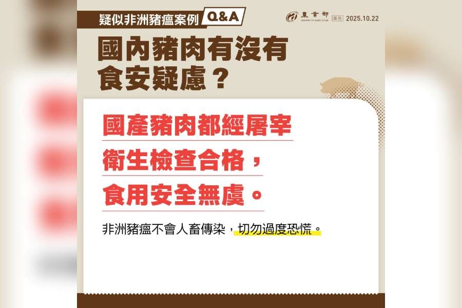 台中爆疑似非洲豬瘟！ 還能吃豬肉嗎？人會被傳染嗎？ 農業部一次解答