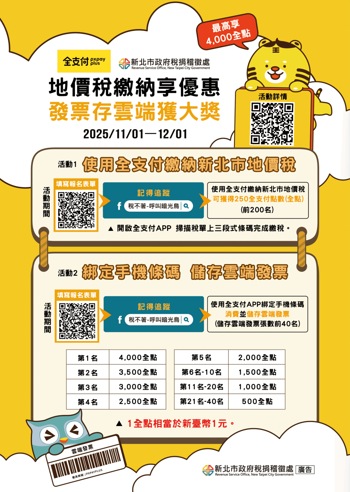 新北地價稅開繳啦     雲端發票加全支付點數好康雙重送
