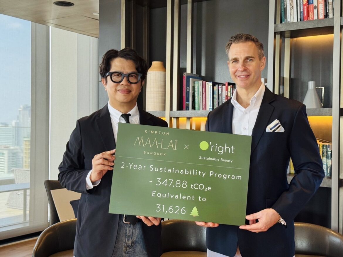 IHG 集團旗下 Kimpton Maa-Lai Bangkok攜手台灣歐萊德O’right導入永續洗沐，兩年減碳目標相當 3.1 萬棵大樹