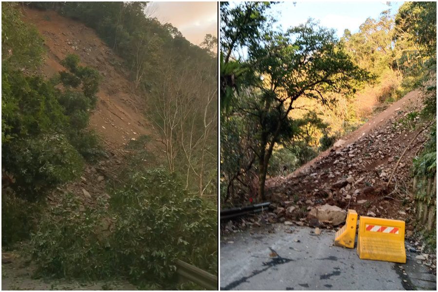 影音/聯外道路崩落大量土石 福山植物園緊急休園