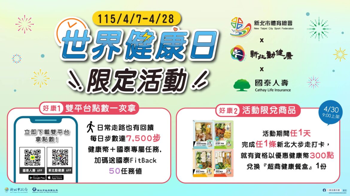 響應世界健康日！新北衛生局推「雙平台回饋」     運動累點享國泰人壽好禮