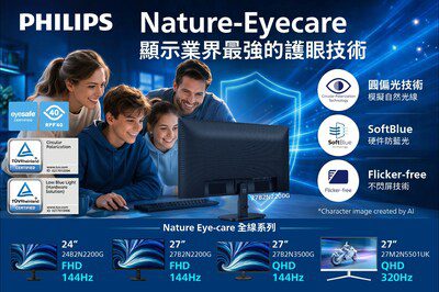 飛利浦推出全新 Nature-Eyecare 顯示器系列 以業界領先護眼科技 守護香港用戶雙眼健康