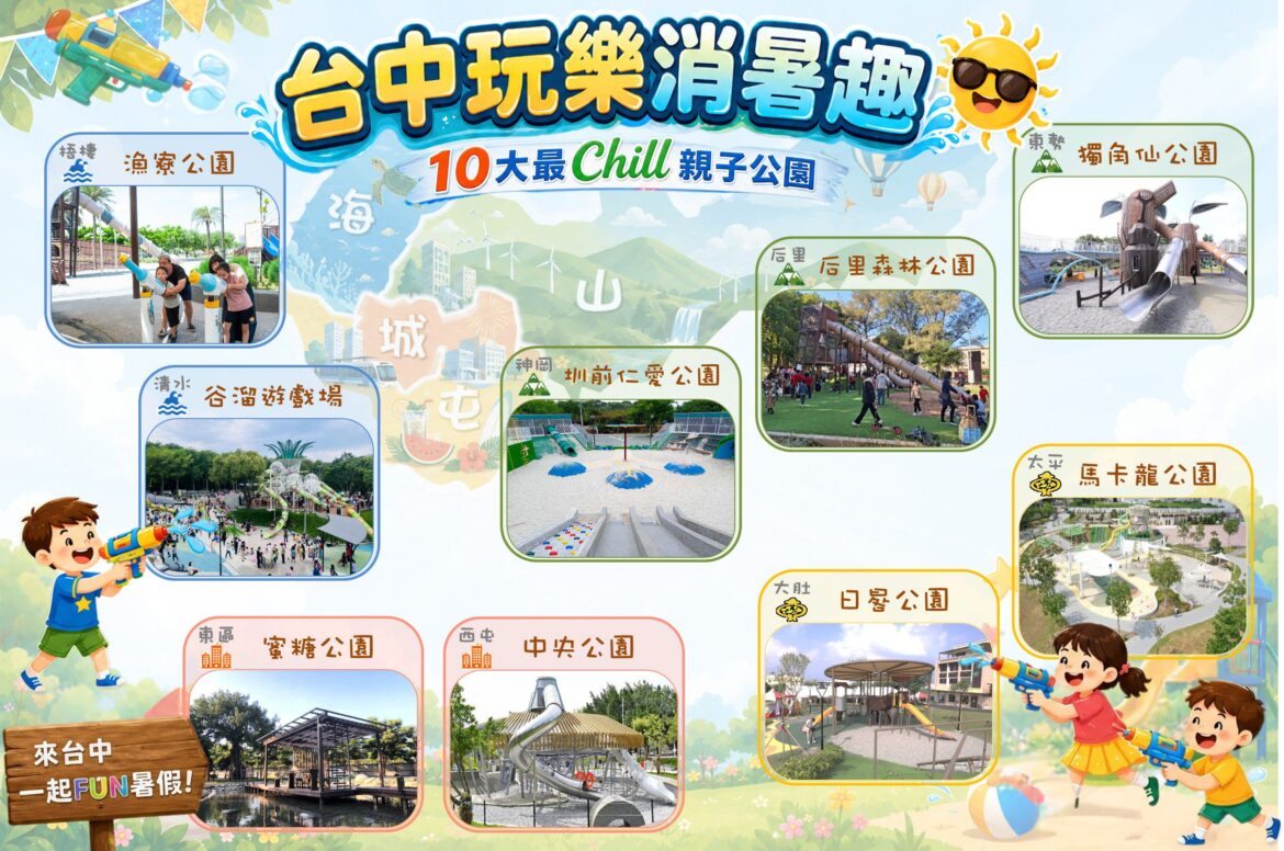 家長快收藏！台中「消暑公園地圖」登場  挑戰全台最高11米溜滑梯、32米滑索