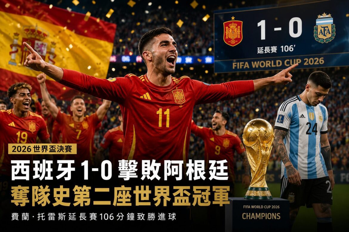 梅西神話終結！西班牙粉碎10人阿根廷衛冕夢 隊史第二座大力神盃到手
