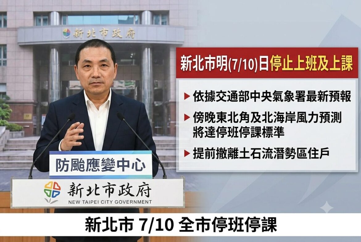 因應風力預測達停班停課標準 新北市政府宣布明日全市停止上班及上課